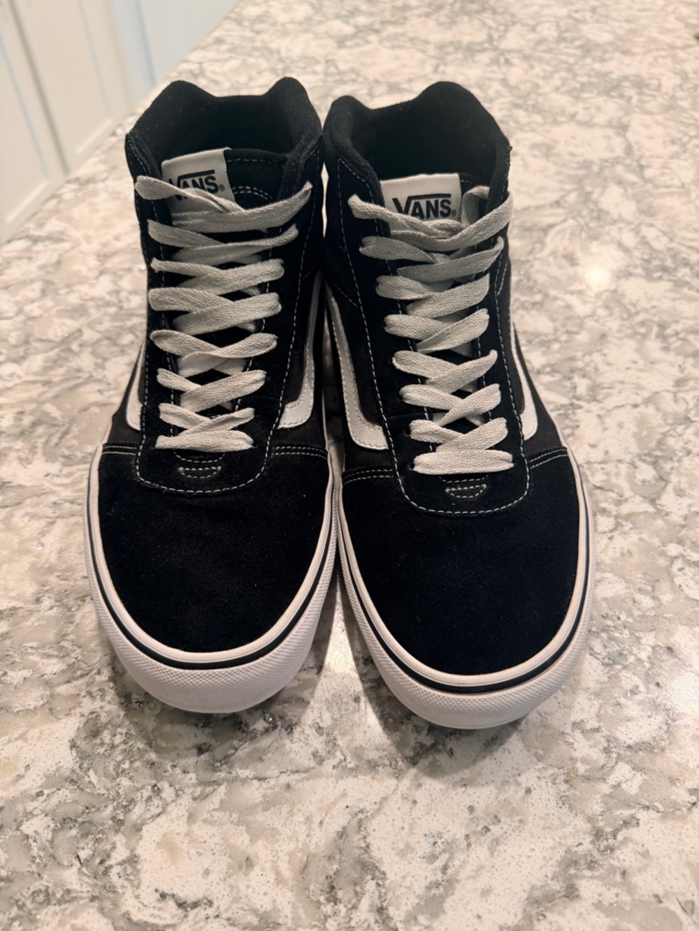 Vans Black and White High-Top Skate Sneakers